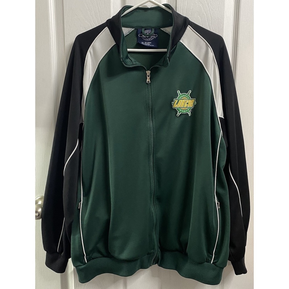SUNY Oswego State Lakers Hockey Team Men Zip Up Sweatshirt Green Jacket EUC-XXL